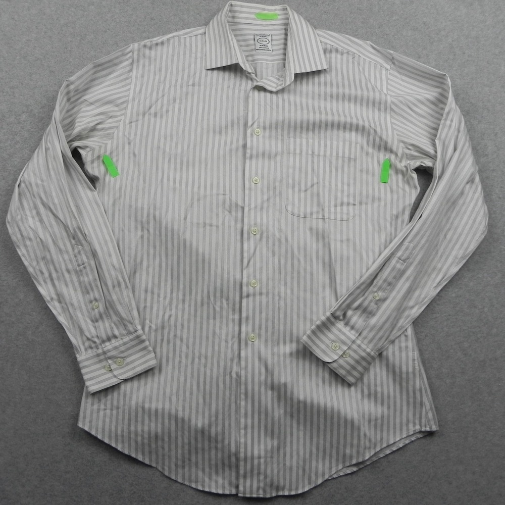 Pronto Uomo Shirt Mens 16 34/35 Slim Fit Button Up White Striped Long Sleeve